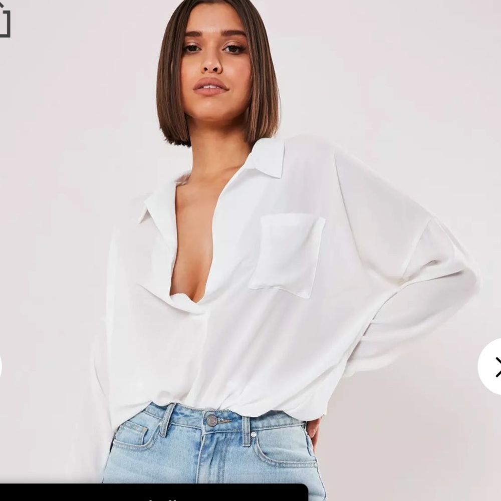 Missguided white plunge tunic